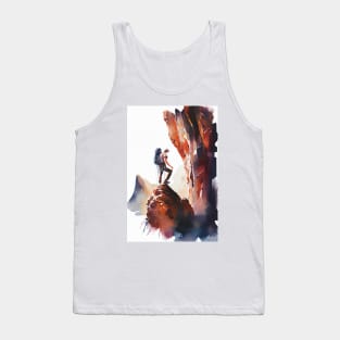 Rock Climber Watercolor Painting Tank Top